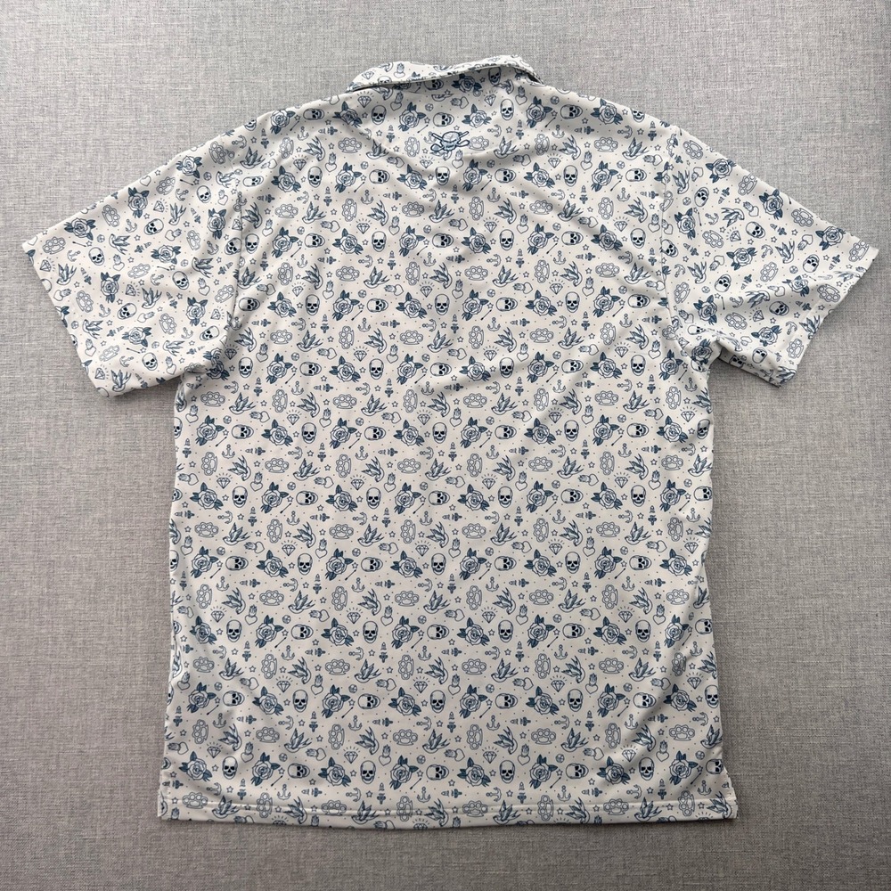 Tattoo Golf Flash Series Polo Shirt Skull Print Men XL White Golfcore Stretch - Picture 6 of 12